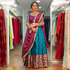 Printed Semi Stitched  Lehenga