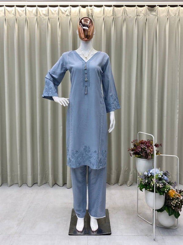 Trending Running Co-ord Set with Embroidery Work