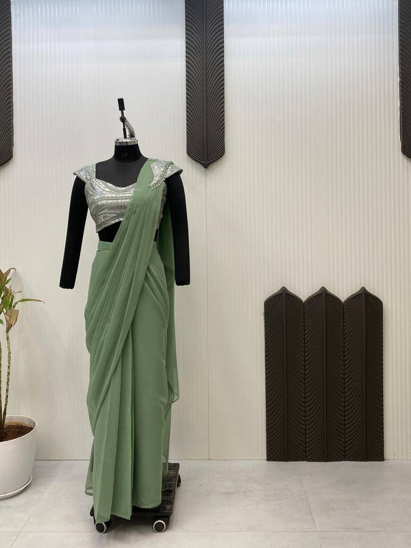 Embroidered Blouse Saree