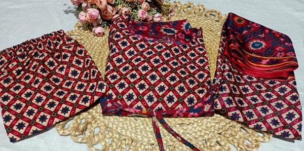 Heavy Rayon Printed Dresses with Chanderi Dupatta
