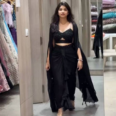 Embroidered Choli & Tassel Shrug Indo Western