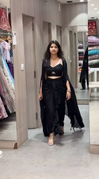 Embroidered Choli & Tassel Shrug Indo Western