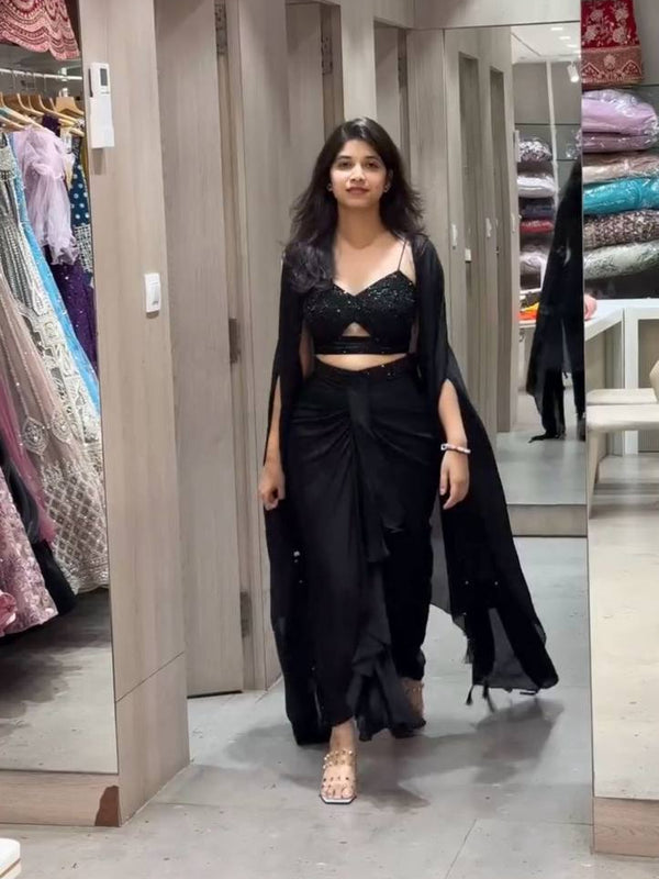Embroidered Choli & Tassel Shrug Indo Western