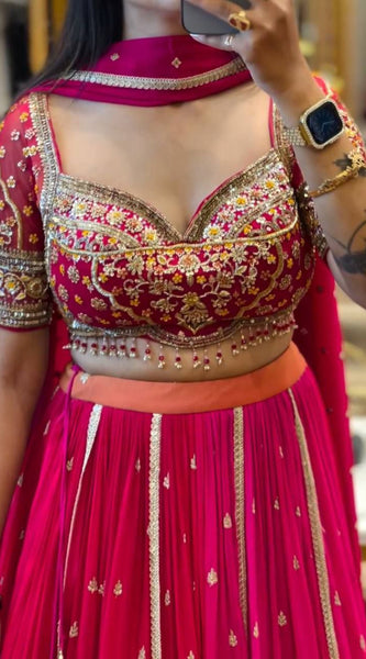 Trending Chinon Embroidered Lehenga