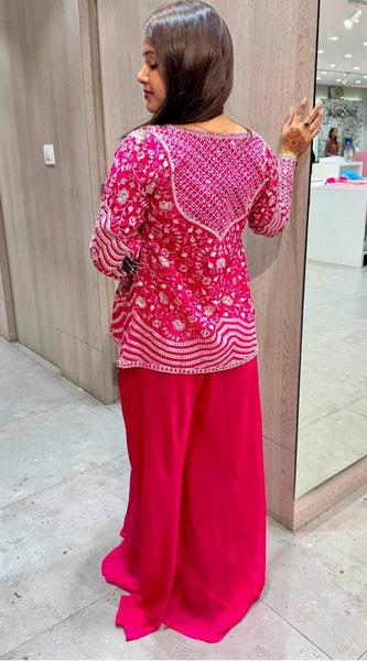 Rani Pink Palazzo Koti Blouse Set Indo Western