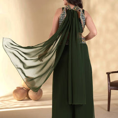 Elegant Green Palazzo Blouse SetIndo Western