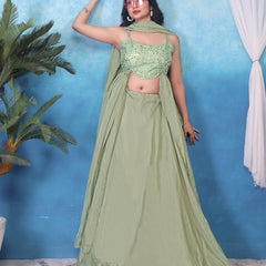 Embroidered Sequins Pista Indo Western