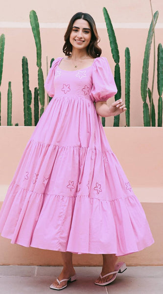 Mul-Mul Magic Embroidered Midi Gown