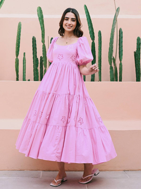Mul-Mul Magic Embroidered Midi Gown