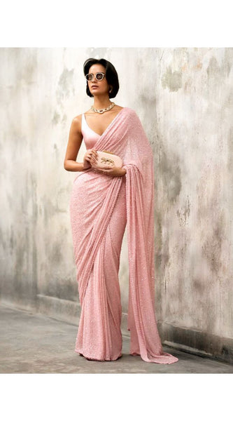 Faux Georgette Sequin Saree