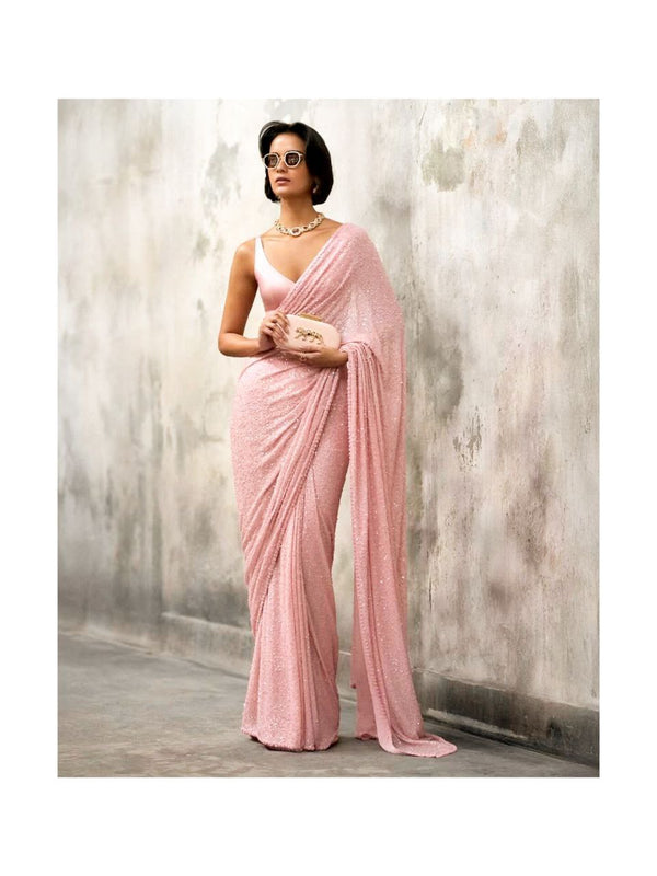 Faux Georgette Sequin Saree
