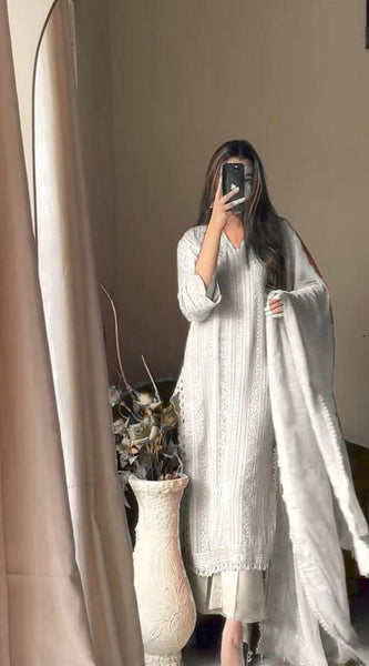 Chinon top cotton thread embroidered dresses