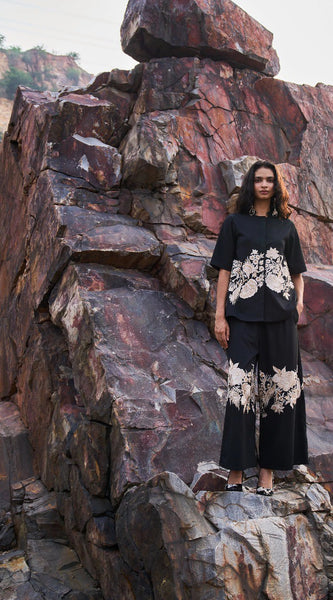 Embroidery Black Khadi Co-ord Sets