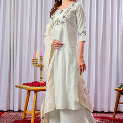 Mango Silk Embroidered Kurti Set Dresses