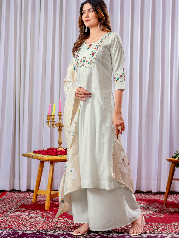 Mango Silk Embroidered Kurti Set Dresses