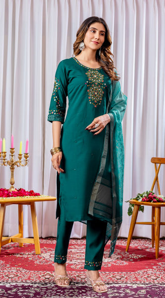 Viscose Silk Embroidered Dresses