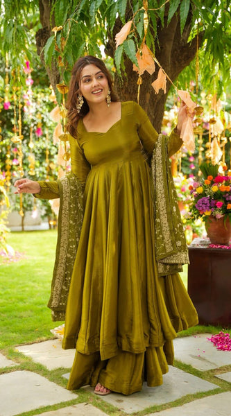 Chiffon Embroidery Trio Lehenga