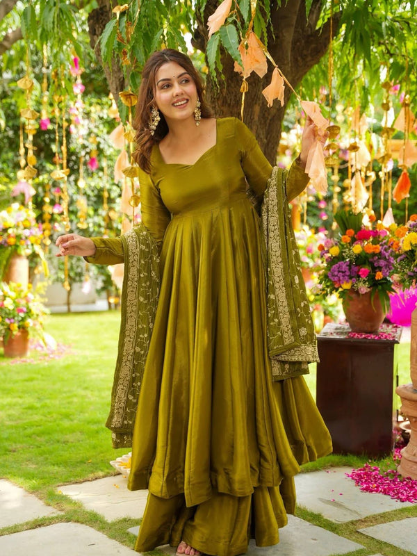 Chiffon Embroidery Trio Lehenga