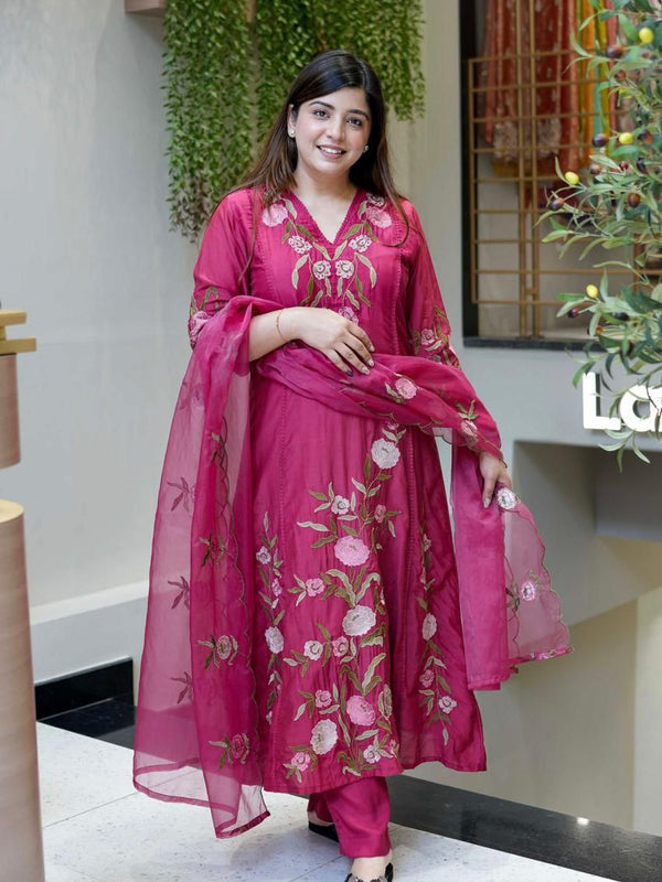 Chanderi Silk Embroidered Dresses