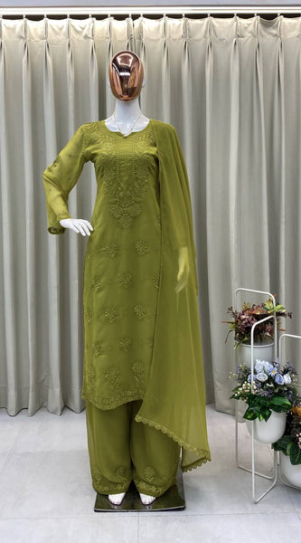 Faux Georgette Embroidered Palazzo Set