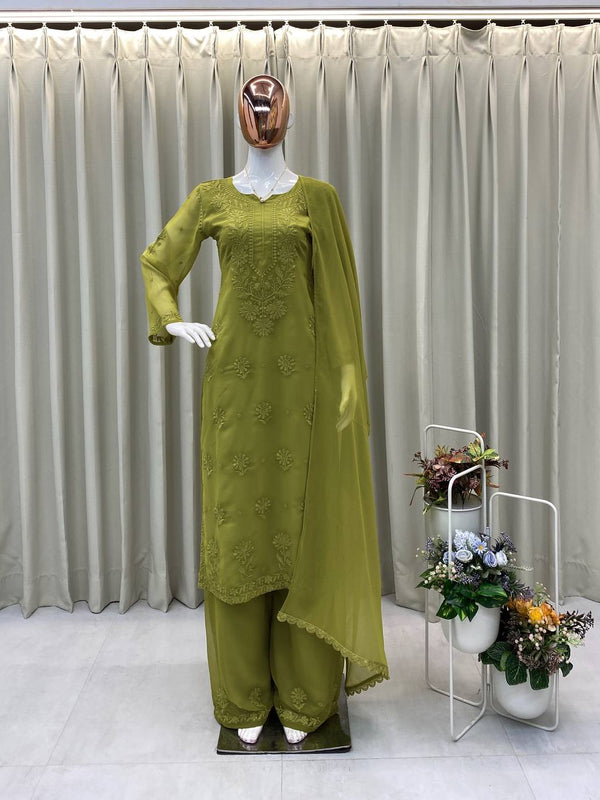 Faux Georgette Embroidered Palazzo Set