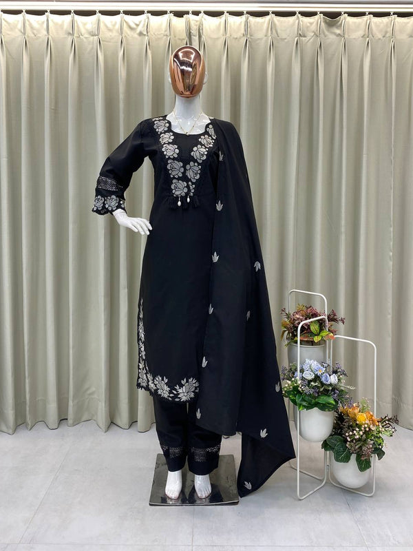 Embroidered Rayon Slub Cotton Dresses