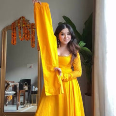 Handwork Haldi Anarkali Lehenga Set