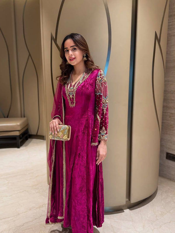 Elegant Velvet Embroidered Dresses