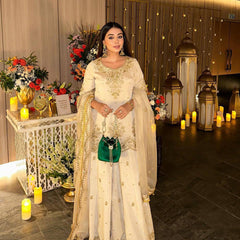 Premium Chinnon Silk Embroidered Indo Western