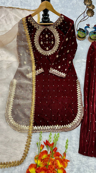 Designer Velvet Top & Plazzo DRESSES