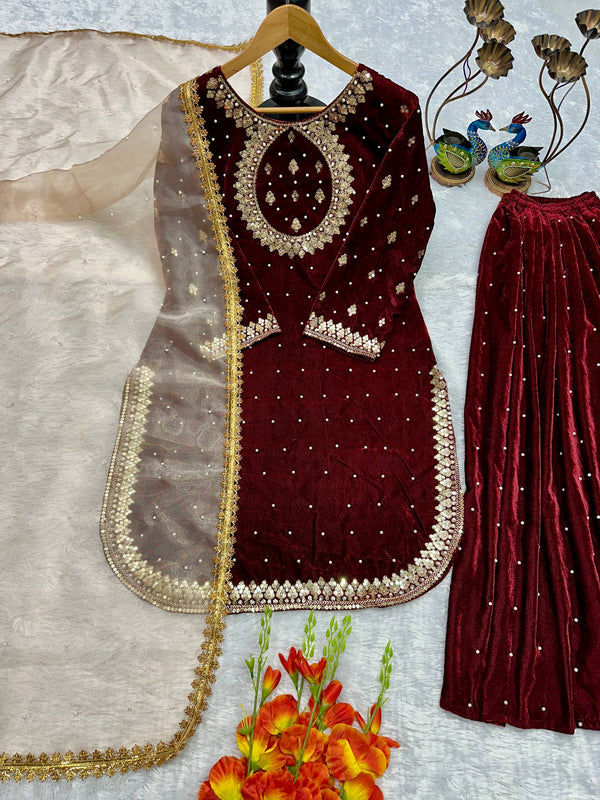 Designer Velvet Top & Plazzo DRESSES