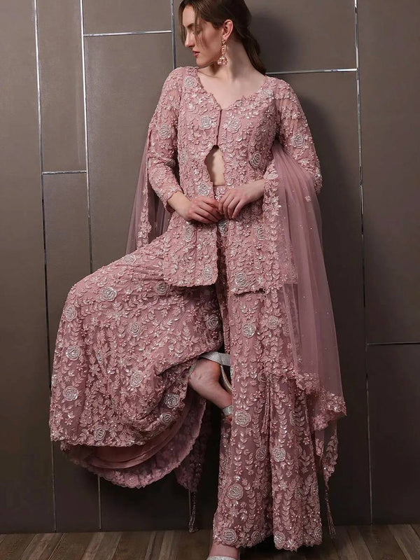 Stylish Embroidered Plazzo Indo Western