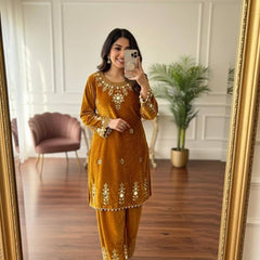 Velvet Embroidery Mirror Work Co-Ord Sets