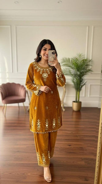 Velvet Embroidery Mirror Work Co-Ord Sets