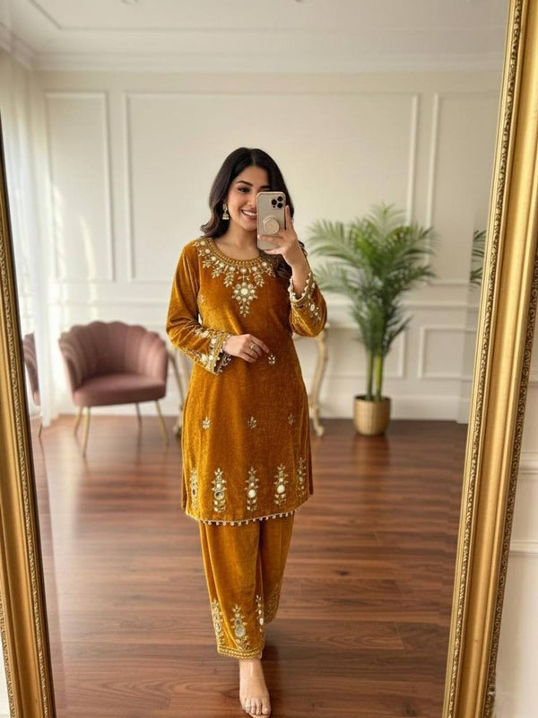 Velvet Embroidery Mirror Work Co-Ord Sets