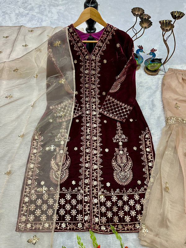 Designer heavy Velvet Indo Western