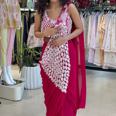 Embroidered Faux Georgette Saree