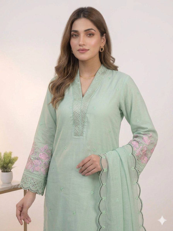 Designer Mal Chanderi Sequence Embroidered Kurta Palazzo Set With Organza Dupatta