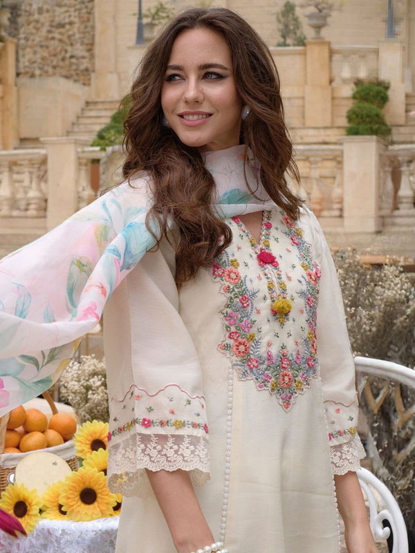 Floral Embroidered With Trousers & Dupatta Dresses