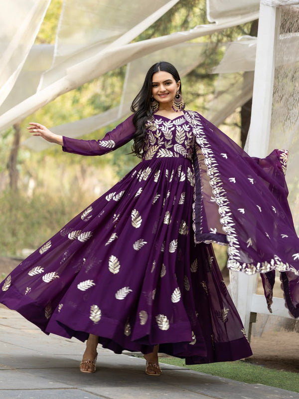 Georgette Sequins Work Wedding Lehenga
