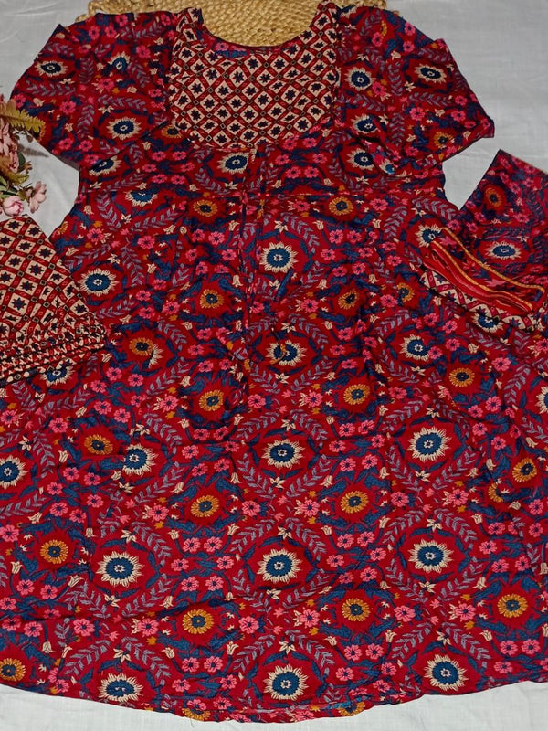 Heavy Rayon Printed Dresses with Chanderi Dupatta