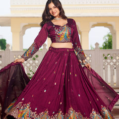 Heavy Embroidered Vichitra Lehenga