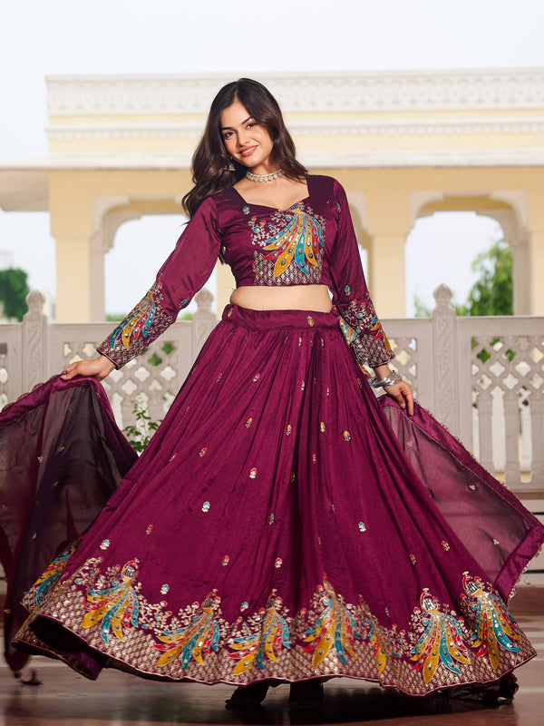 Heavy Embroidered Vichitra Lehenga