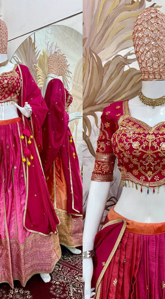 Trending Chinon Embroidered Lehenga