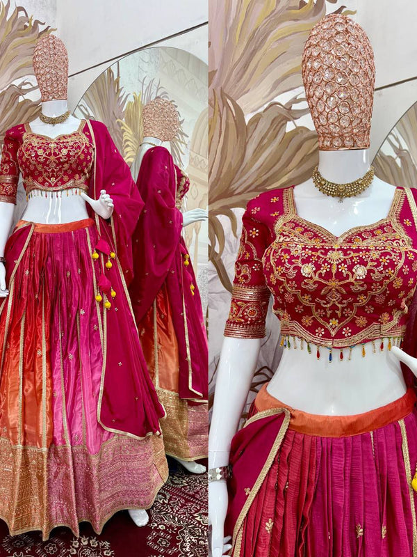 Trending Chinon Embroidered Lehenga