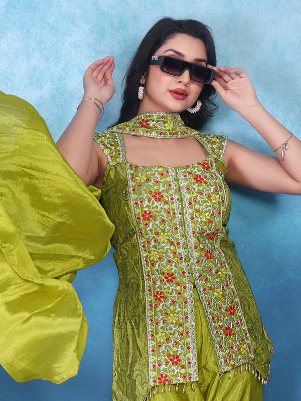 Mahendi-Colored Ethnic Ensemble Indo Western