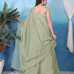 Embroidered Sequins Pista Indo Western