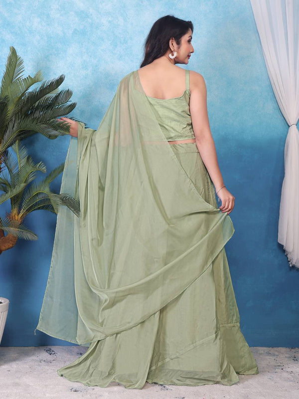Embroidered Sequins Pista Indo Western
