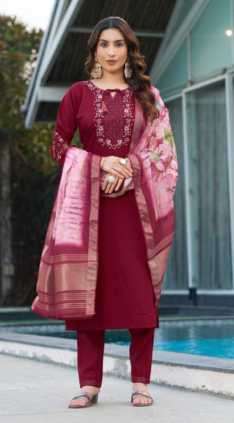 Embroidered Viscose Silk Dresses