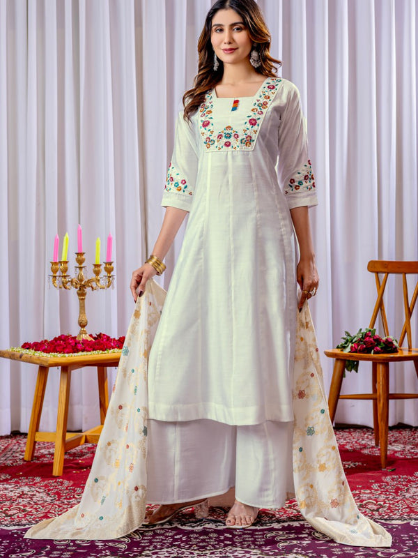 Mango Silk Embroidered Kurti Set Dresses